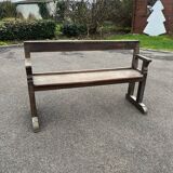 Old pegged oak church bench