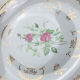 Lot de 4 assiettes plates Limoges FD Chauvigny blanc doré motif Rose