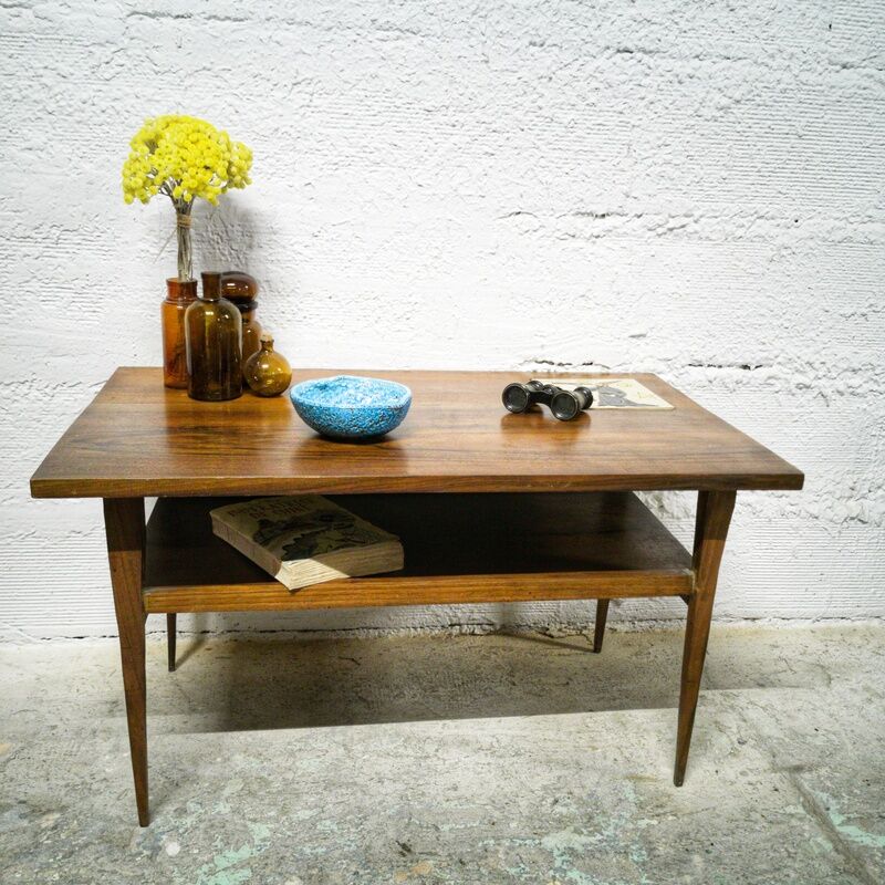 Vintage coffee table double tray