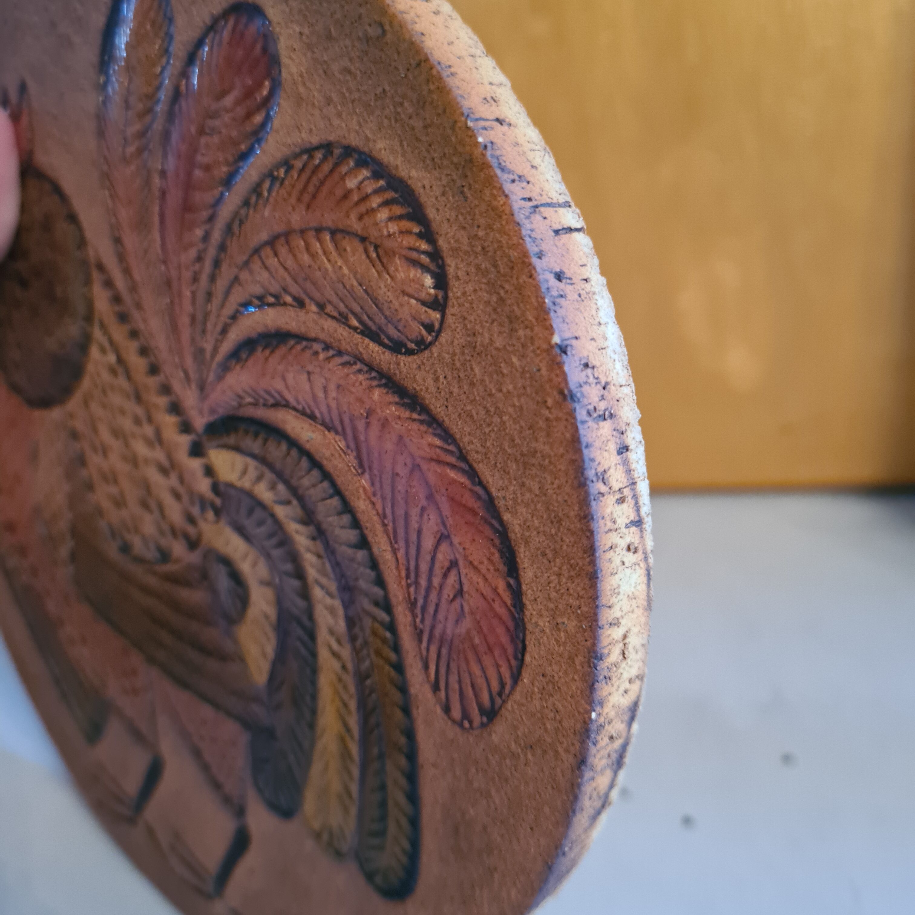 Vallauris ceramic trivia signed Roger Capron polychrome rooster pattern