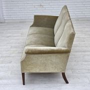 1960s, Danish 3-seater sofa, light green furniture velour.