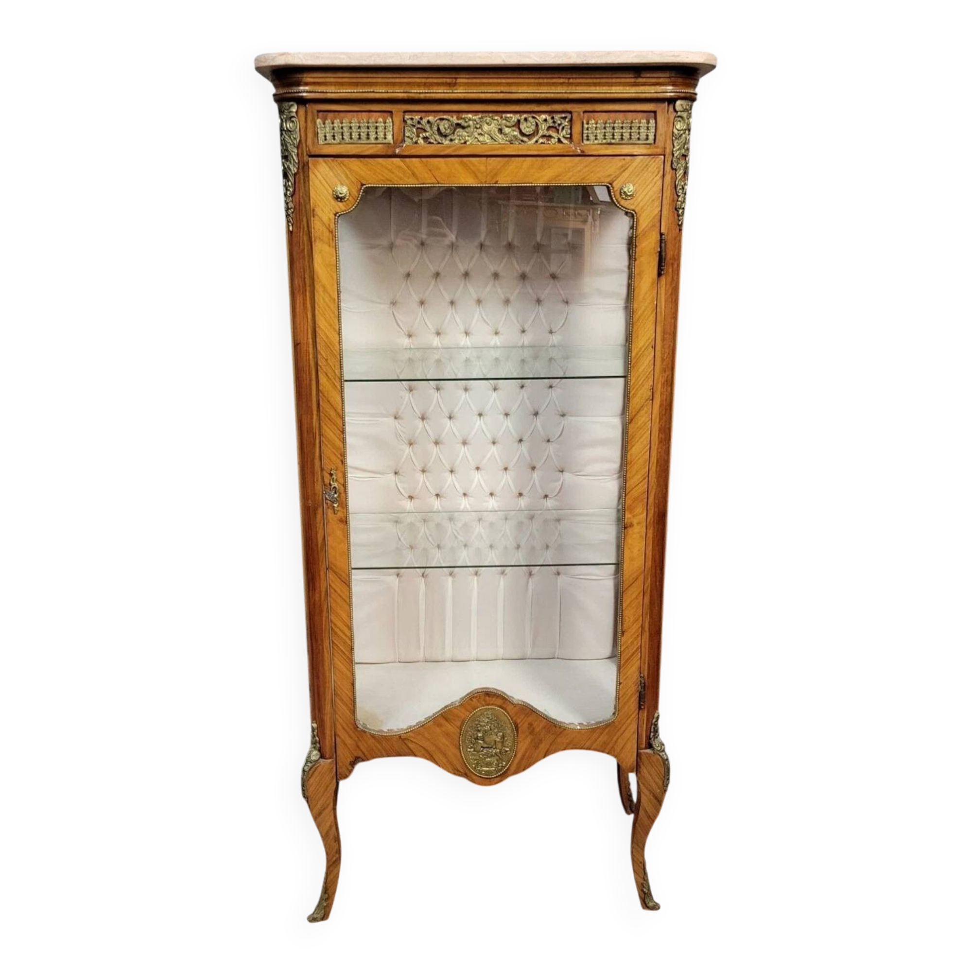 Louis XV style display case in rosewood and gilded bronze