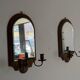 Pair of brass double-headed candlesticks with mirrors, 1940s, Italy