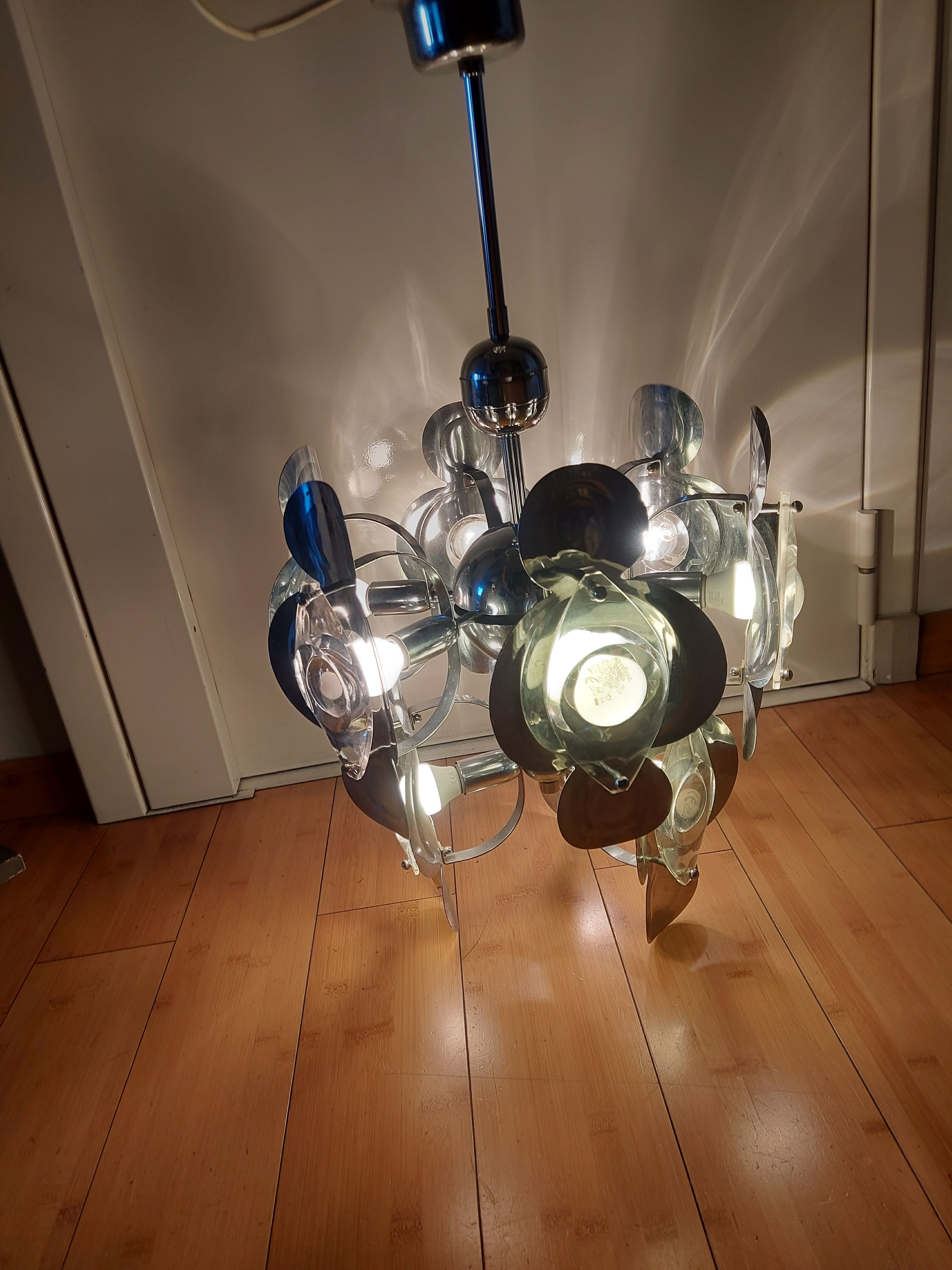 Vintage chandelier 70'S Oscar Torlasco , 9 lights