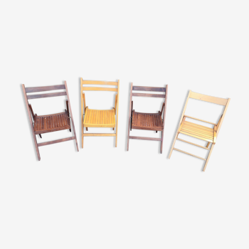 4 chaises pliable en bois teck vintage