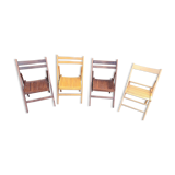 4 folding chairs in vintage teak wood