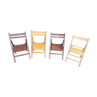 4 folding chairs in vintage teak wood