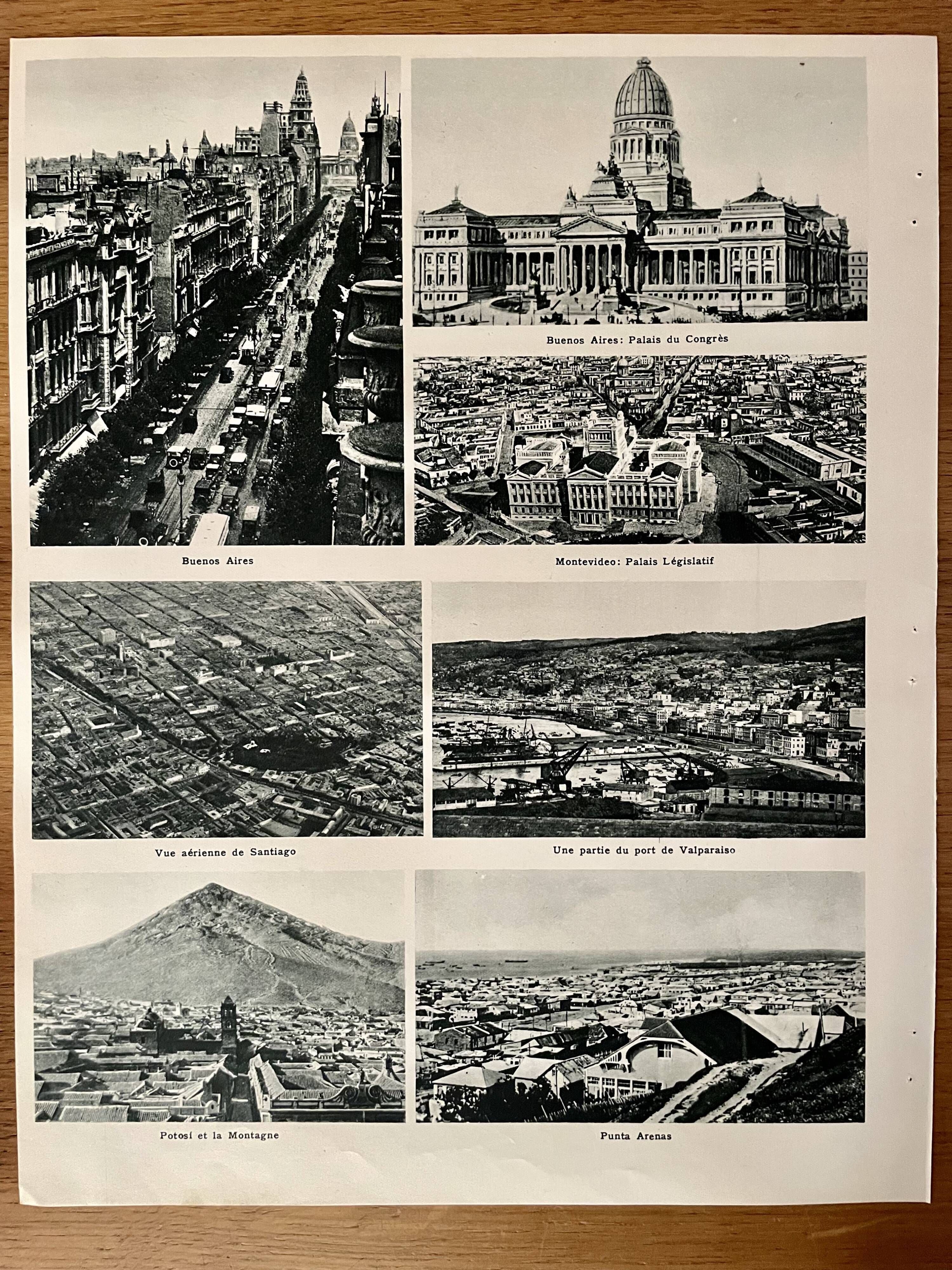 Map of Bolivia, Paraguay, Argentina, Chile, Uruguay 1940