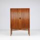 Danish high cabinet in teak with tambour doors Denmark 1960