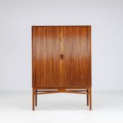Danish high cabinet in teak with tambour doors Denmark 1960