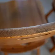 Set of four sculptural pine dining chairs – 1970s