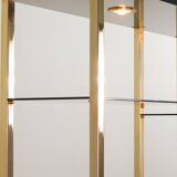 Black Belgo Chrom Hollywood Regency 20 Carat Gold Plated Shelving Unit 70s