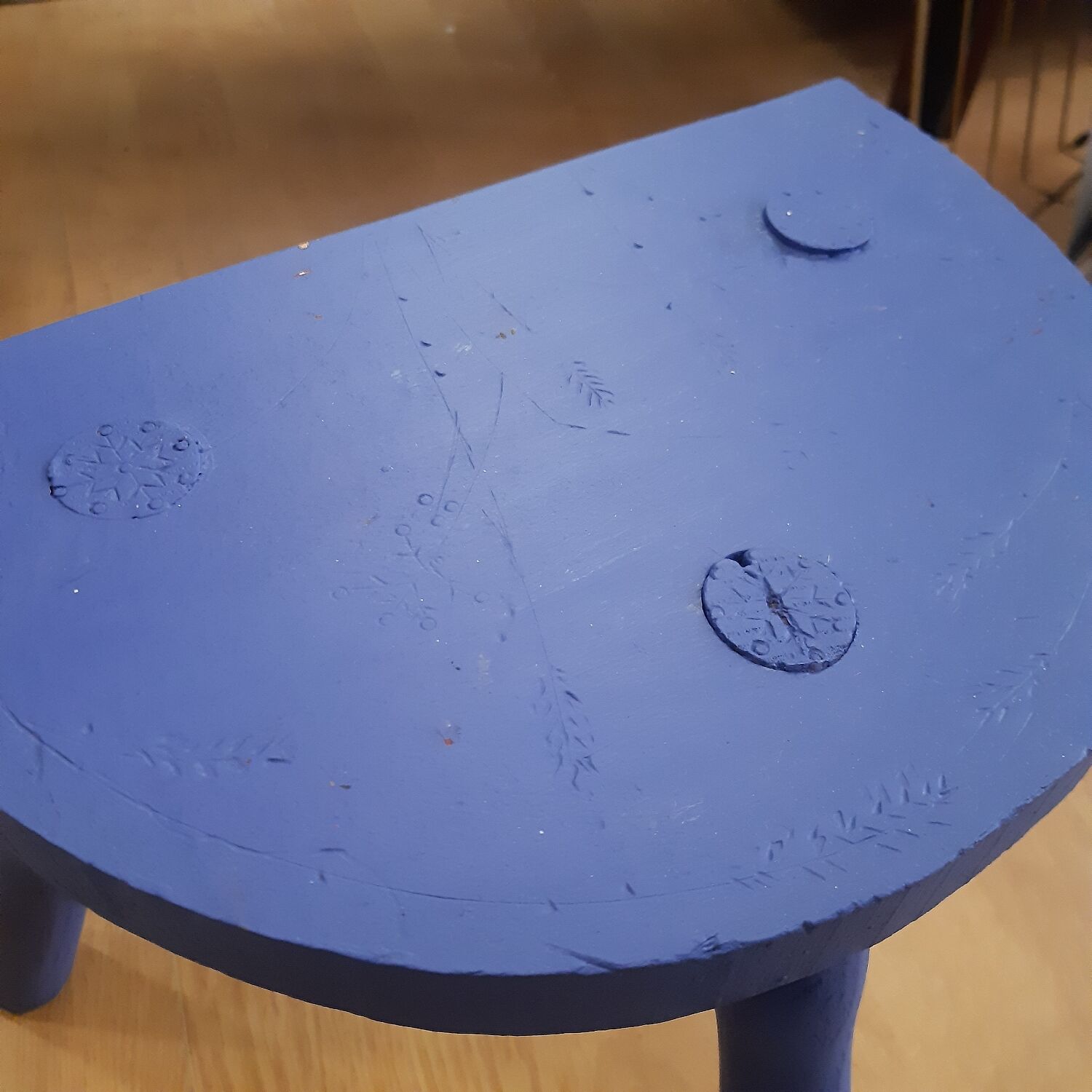 Brutalist blue majorelle low stool