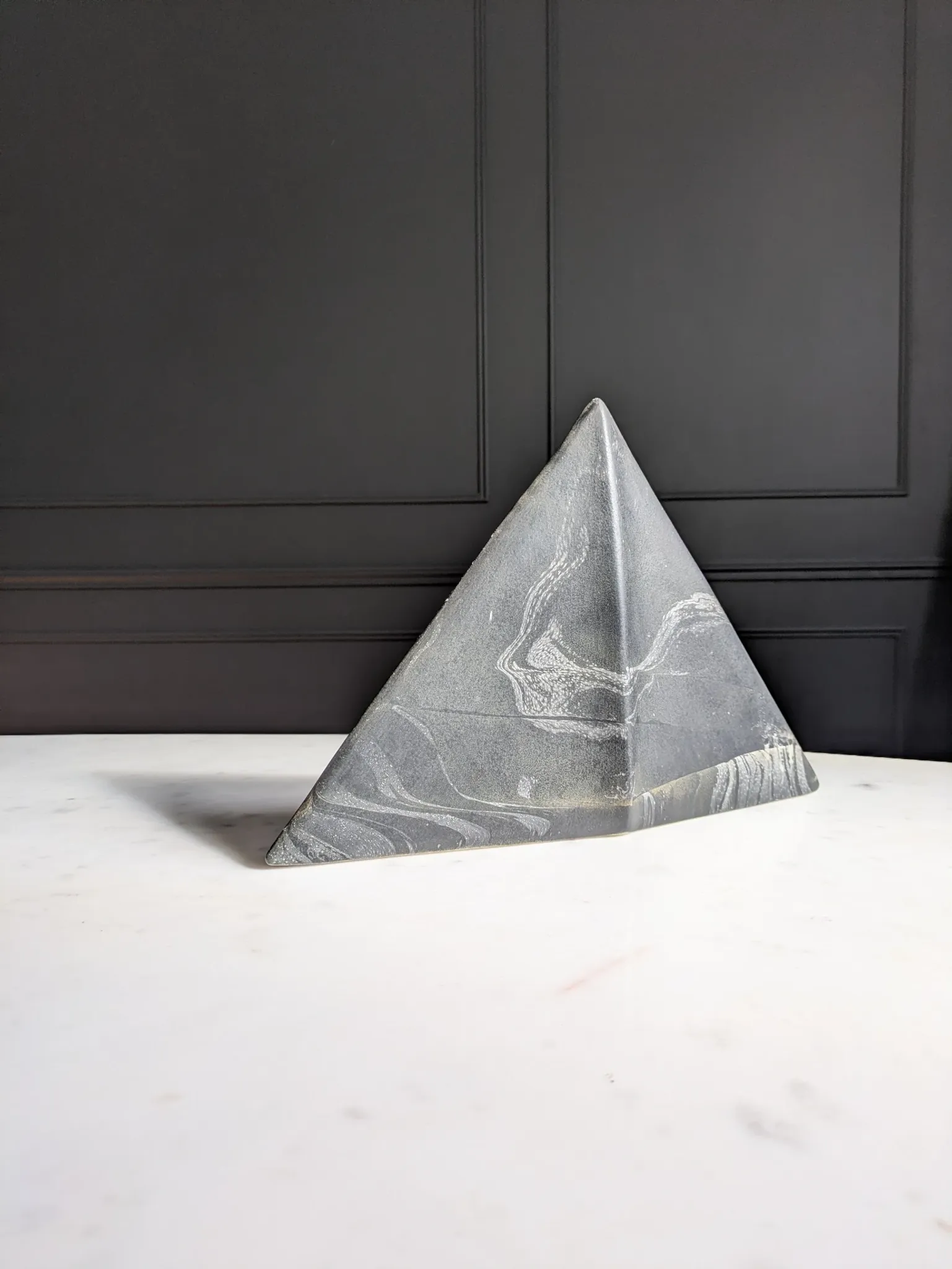 Geometric ceramic vase, mixed clay in IKEBANA & brutalist style