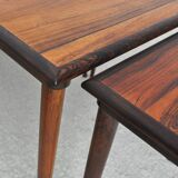 Scandinavian Modern Rosewood Nesting Tables with Drumstick Legs