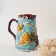Old glazed stoneware pitcher - autumn