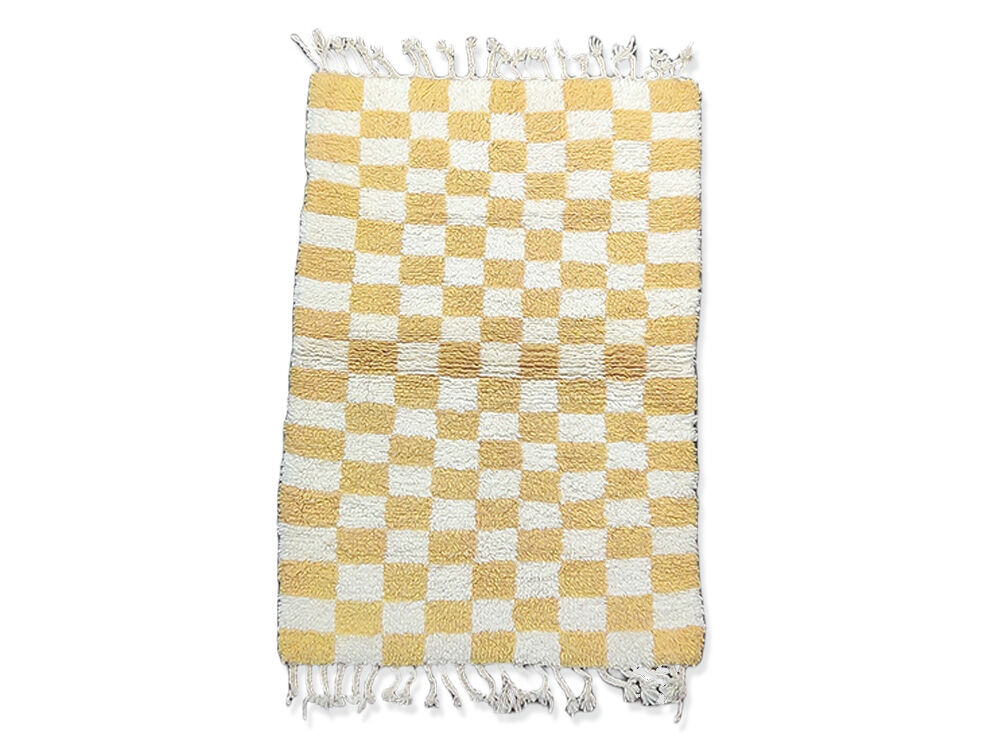 Berber carpet yellow tiles 100x145 cm
