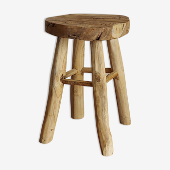 Tabouret en teck bois brut