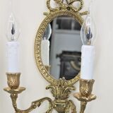 Pair Applique Mirror in Gilded Bronze Style Louis XVI