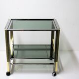Brass and chrome two tier trolley bar, 1970