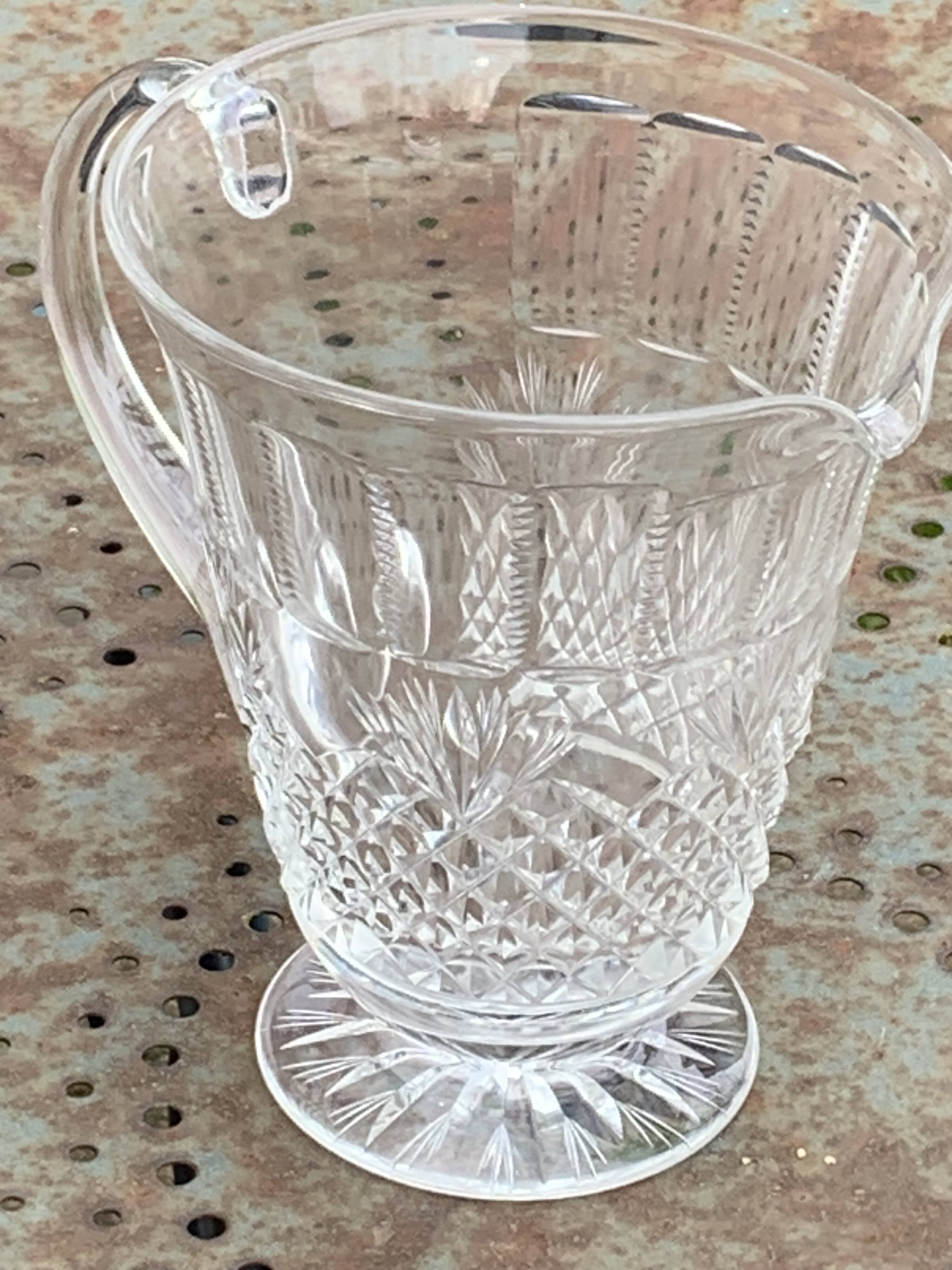 Carafe in transparent glass and crystal, chiseled, old pineapple pattern