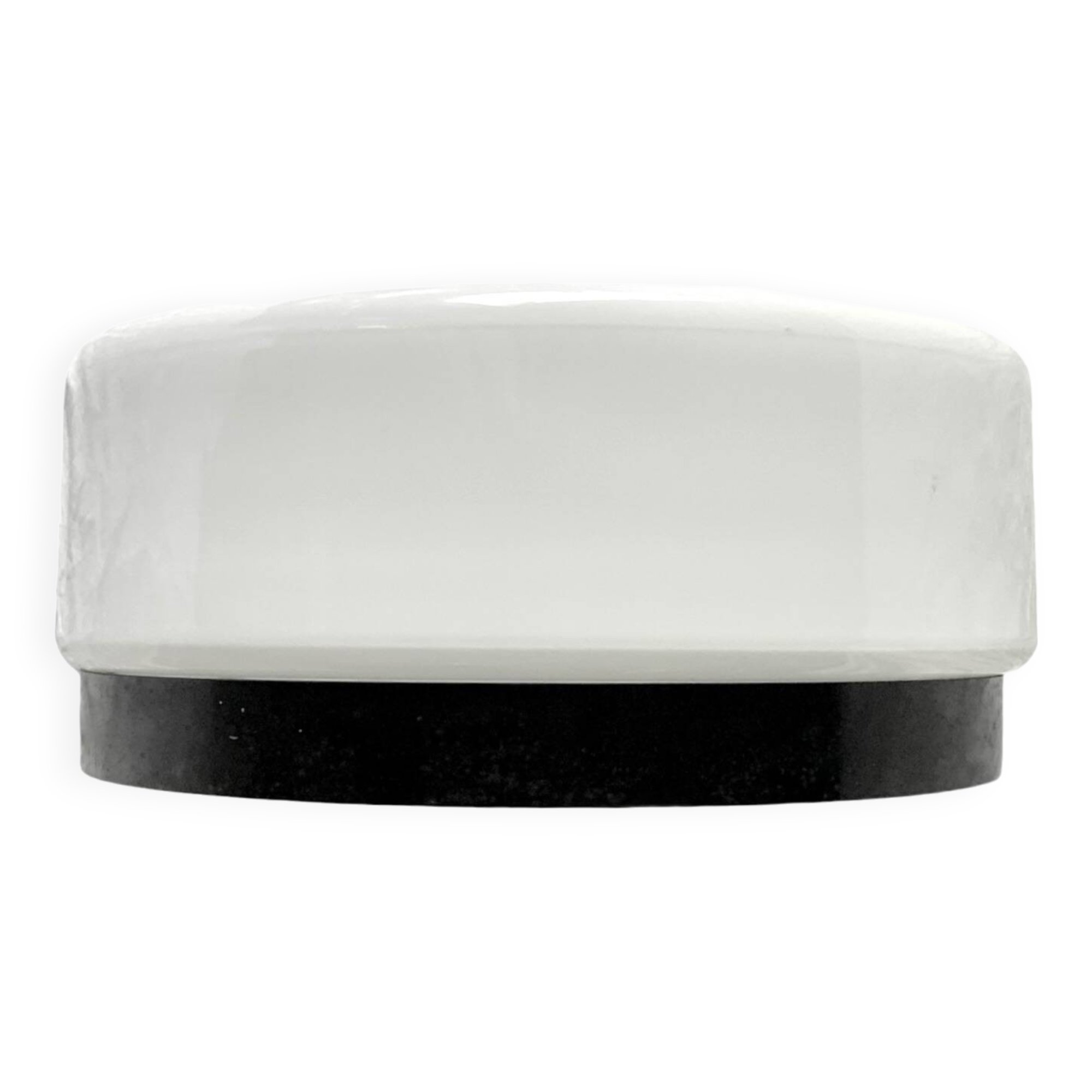 Vintage round ceiling light in white opaline and Bakelite
