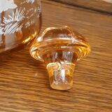 Moulded blown glass decanter with equestrian fox hunting décor, belle époque