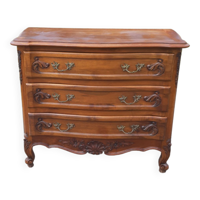 Commode 3 tiroirs noyer et laiton