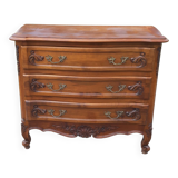 Commode 3 tiroirs noyer et laiton