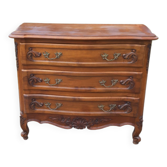 Chest of drawers 3 drawers walnut and brass