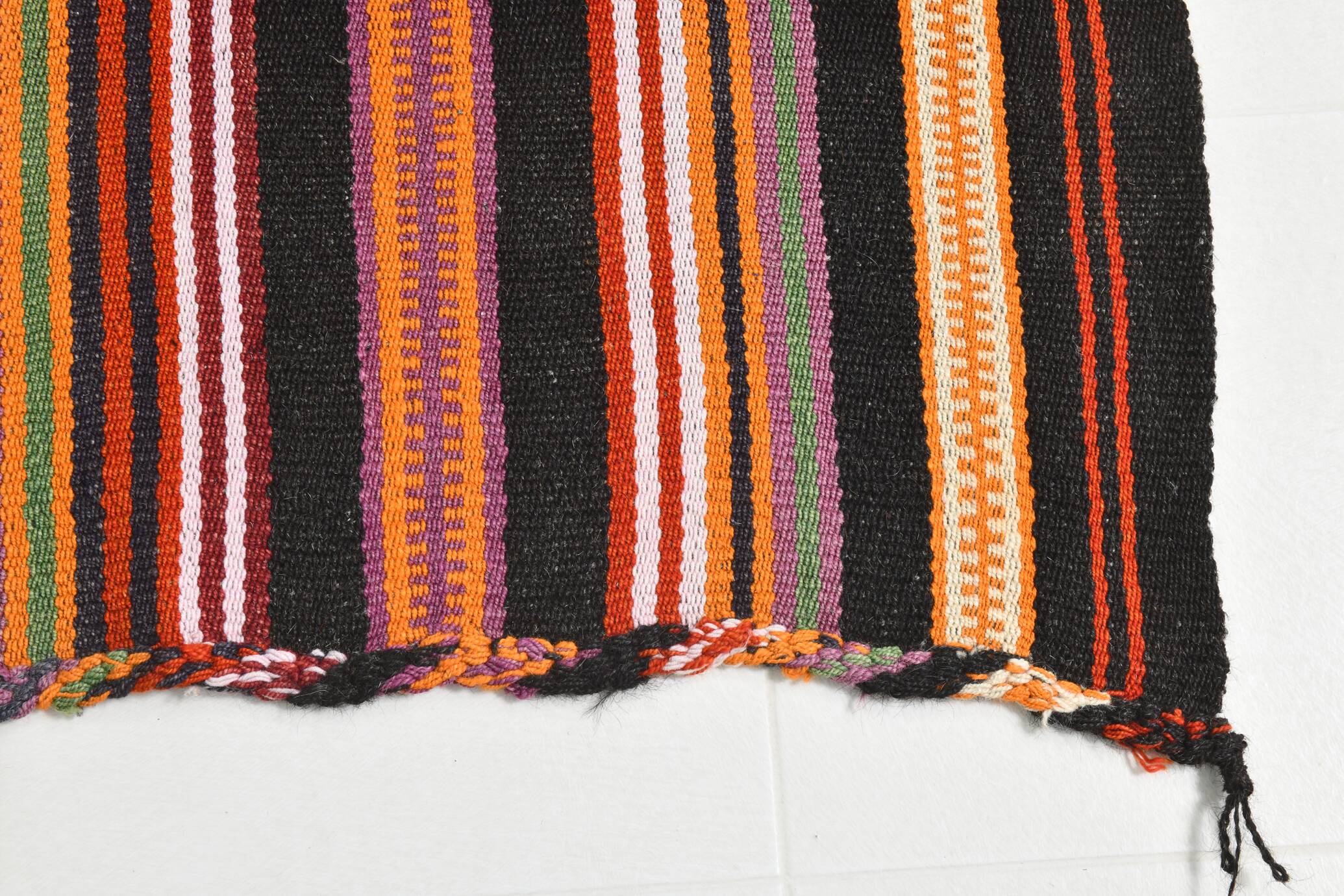 3x10 Striped Pattern Turkish Kilim Runner Rug, 100x299Cm