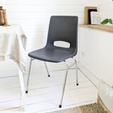 Chaise vintage Mid-Century coque plastique et piètement tubulaire