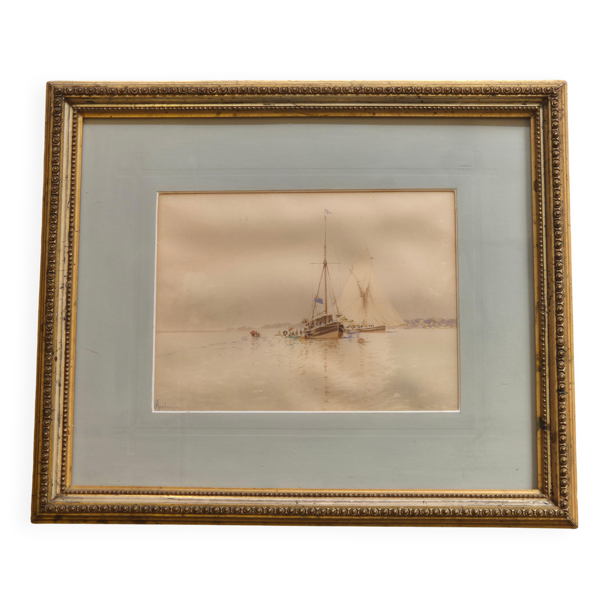 Edoardo De Martino (Italy 1838-1912), Off the Isle of Wight, watercolour, 1863