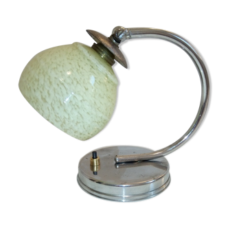 Art deco foot lamp chromed globe glass clichy