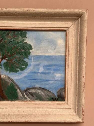 Mid-Century Oil on Panel “Tree” by Unknown, Vintage & Framed 34 × 29 cm