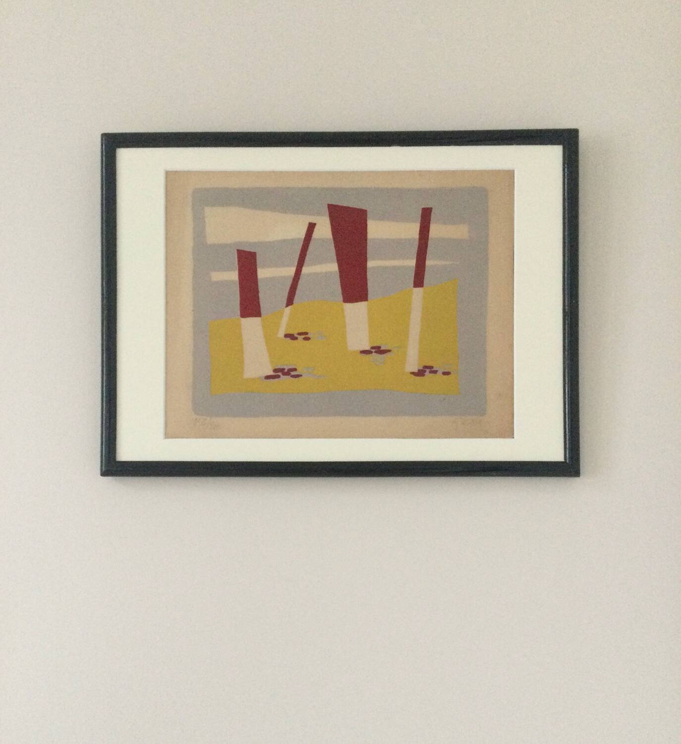 The beach, 1954. original lithograph by léon gischia (1903-1991).