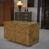 Roche Bobois low sideboard with 2 doors in maple burl Jean-Claude MAHEY 1970's
