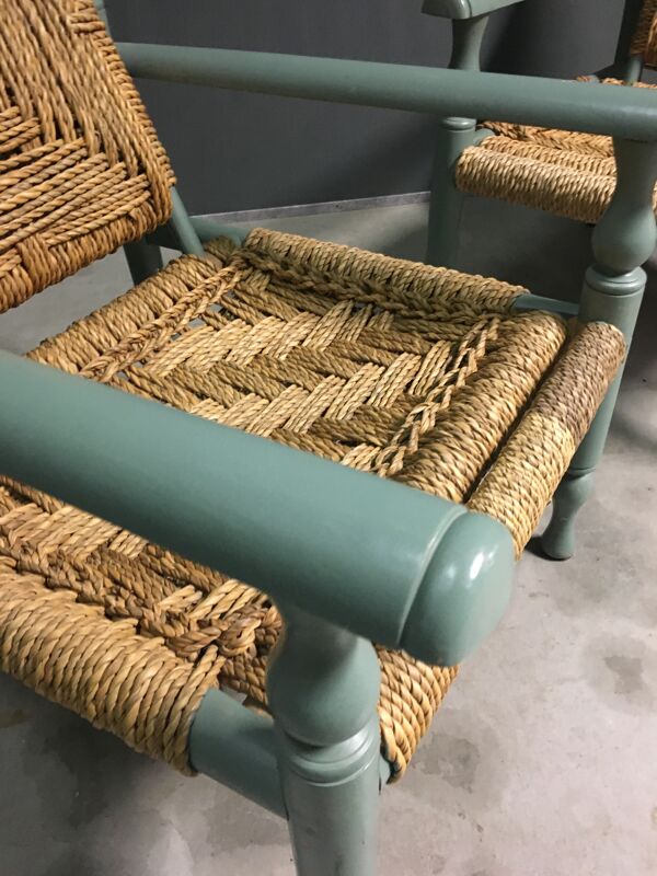 Une paire de fauteuils en corde des années 1950 Français années 1950.