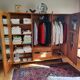 Vintage 50s polished wood wardrobe with mirror