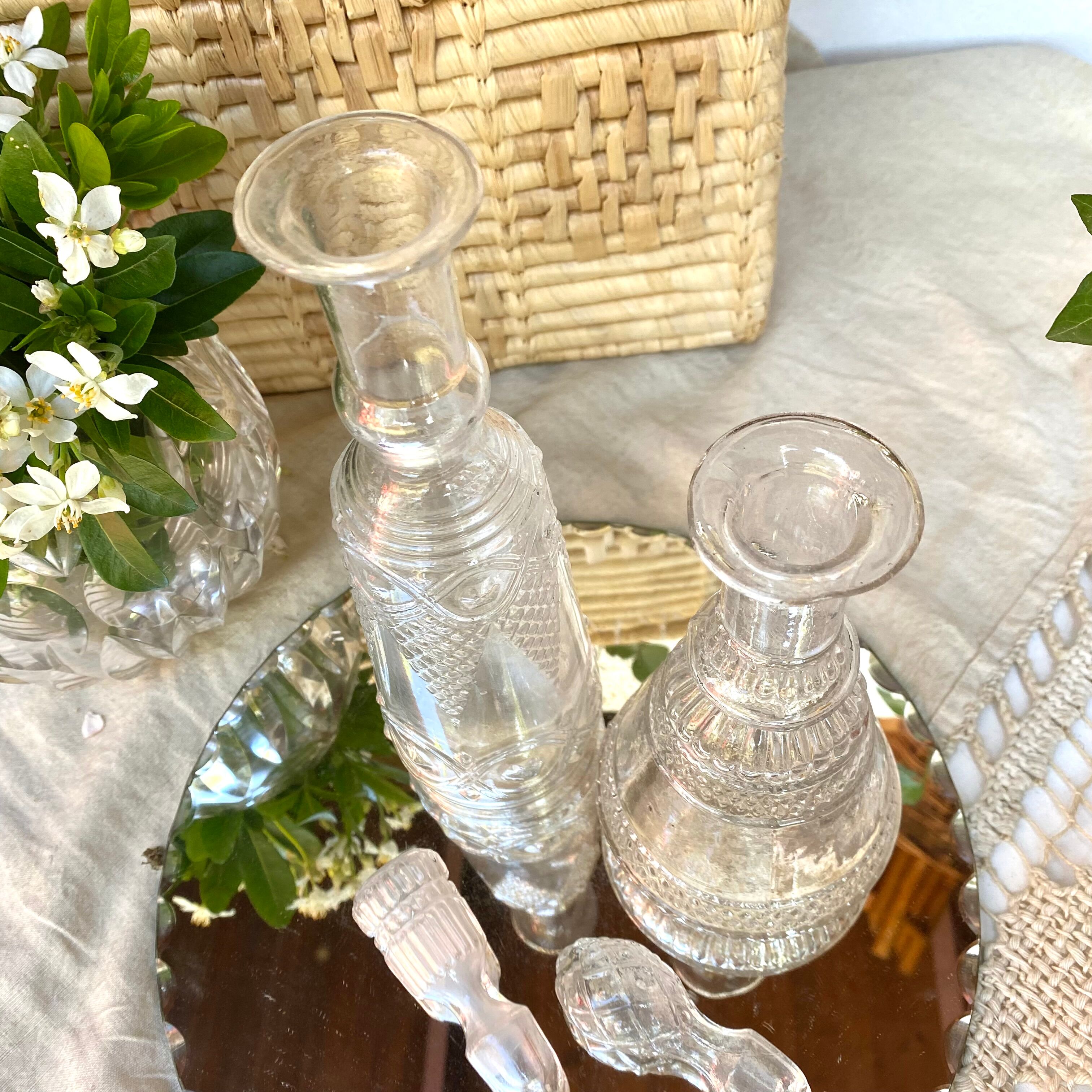 Antique glass carafes