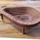 Vintage wooden fruit basket. Collection. Fruit shape.
