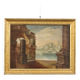 Ancient painting "Architectural Folly" in oil on canvas, 18th century.