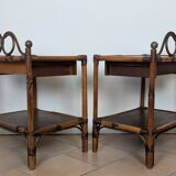 Pair of rattan bedside tables