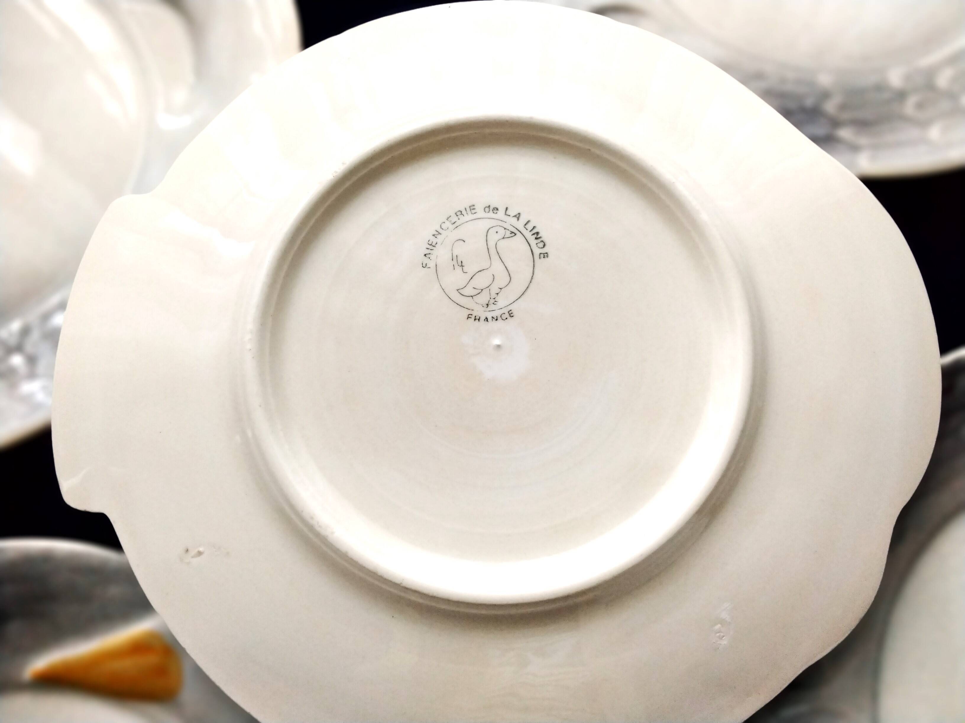 5 ceramic foie gras plates from Faïencerie de la Linde