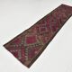 Burgundy Geometric Tribal Kilim Runner Rug, 80x342Cm
