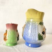 Art Deco pitchers in assorted barbotine lion Poët Laval