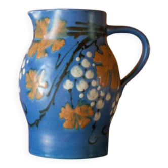 pichet céramique vintage, cruche céramique bleu, carafe