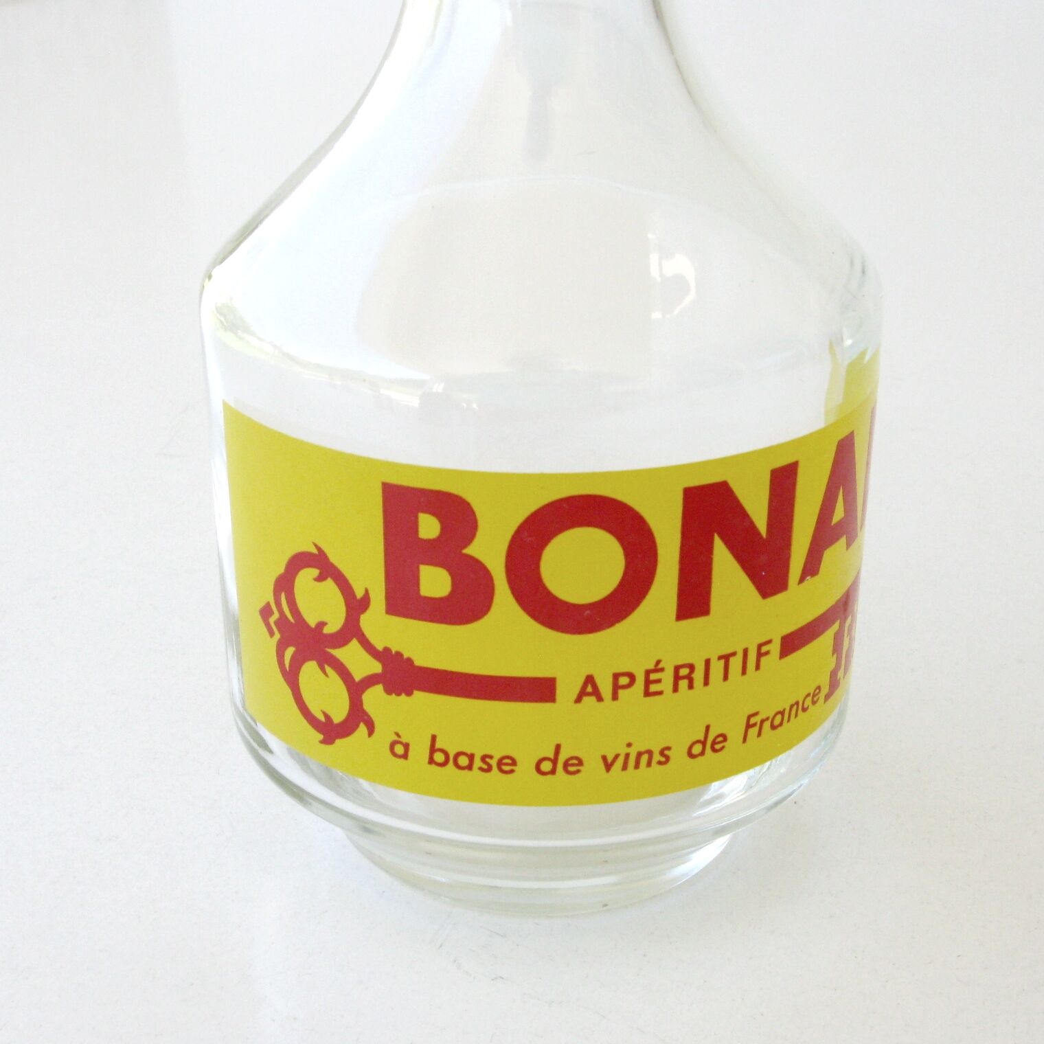 2 old glass decanters advertising bonal aperitif - bar bistrot