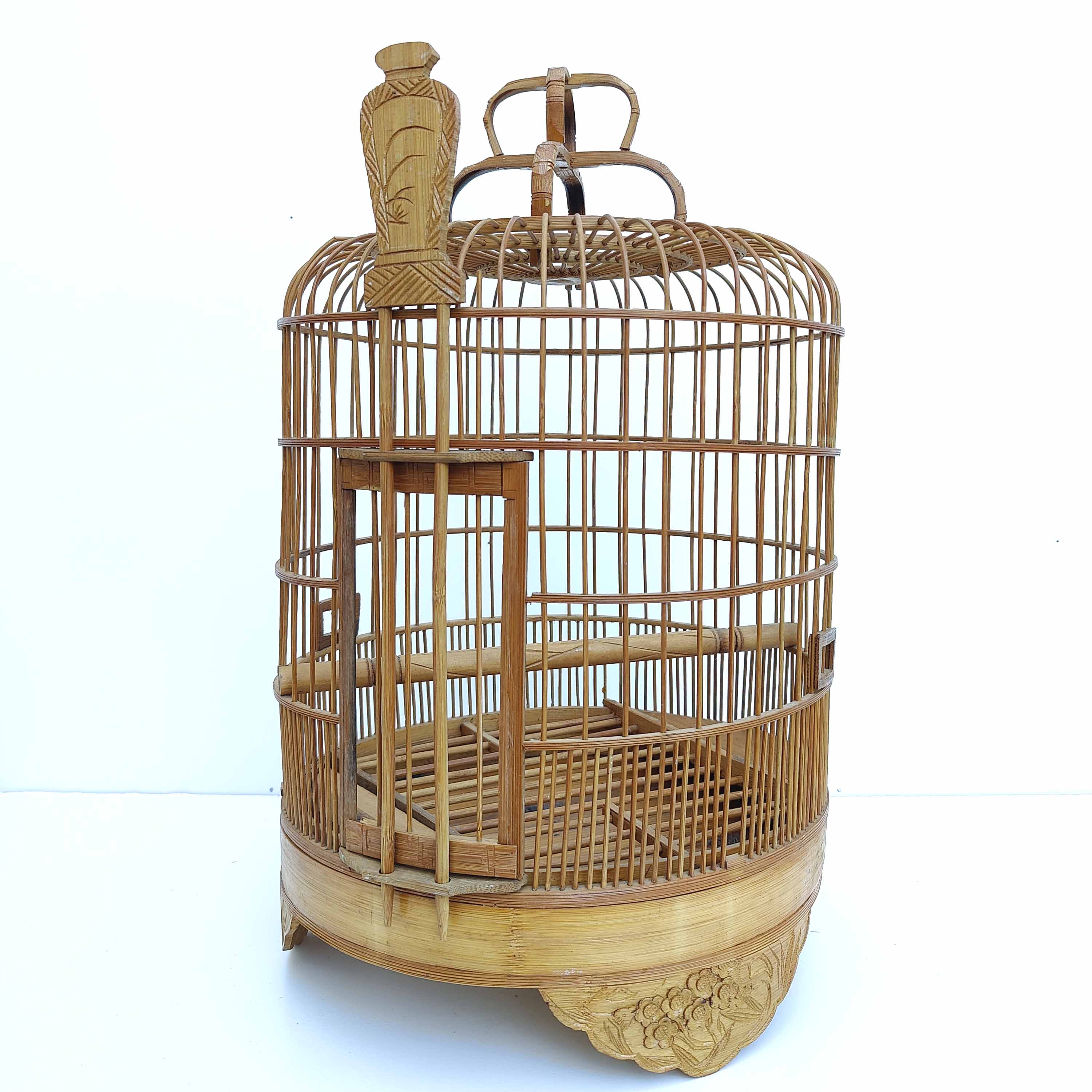 Cage à oiseaux vintage en bois