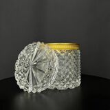 Cut crystal box with gilded bronze mount.